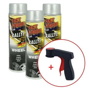3x Fast Finish Rallye Felgenlack Lack silber 500ml + 1x Spraydosen Handgriff - Bild 1 von 1