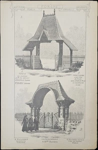 32 antike französische Architektur Drucke Écoinçon 19.Jh. Stiche Paris A8 - Bild 1 von 12