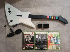 Guitar Hero Gibson X-Plorer (Xbox 360) Wired Guitar Controller + Games Bundle - Picture 1 of 7