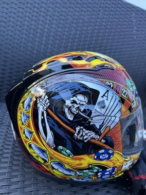 ICON Lucky Lid Alliance Motocicleta ATV Carreras Casco Tarjetas y Calaveras Dados Talla S Foto 1 de 4