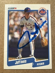 JEFF INNIS 1990 Fleer #372 handsignierte SIGNIERTE Karte NEW YORK METS verstorben - Bild 1 von 2
