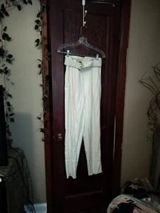 Vintage Daily Habit New York High Waisted Cream Pants w/Belt NOS Size 3 1980/90s - Picture 1 of 17