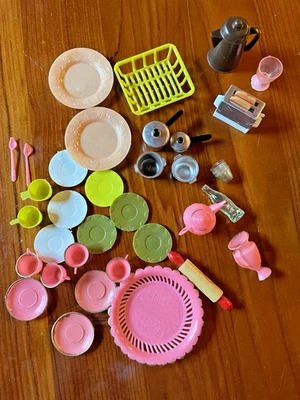 老式芭比娃娃Diorama娃娃屋锅厨房烤面包机微缩模型套装 — 第 1/4 张图片