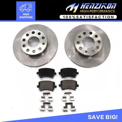 Fits 2007 2008 2009 Volkswagen Rabbit 10.24 Rear Disc Brake Rotors Ceramic Pads* - Image 1 of 4