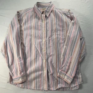 L.L. Bean Women’s Striped Button Down Shirt Large Cotton Pastel Casual Preppy - Picture 1 of 5