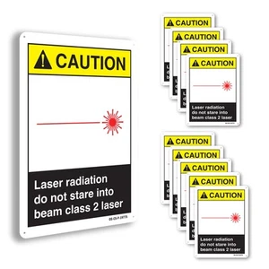 Radiazioni Laser Non Fissare Fascio Classe 2 Laser ANSI Segnaletica Avvertenza Confezione da 5/10 - Foto 1 di 47