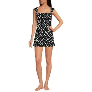 Lands End glättendes gerafftes Badekleid Badeanzug mit eckigem Ausschnitt Größe 16W - Bild 1 von 4
