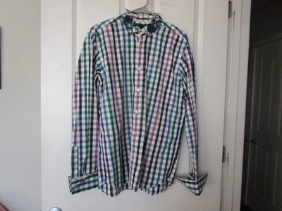 Camisa Ted Baker Para Hombre Puño Francés Multicolor Cuadros Cuello en Contraste Talla 16 Foto 1 de 4