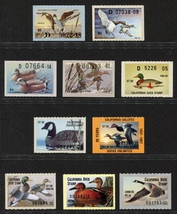 10er Set 1980er postfrische California Duck Briefmarken 1980-1989 CA10-CA19 MNH Original Gummi - Bild 1 von 12