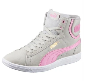 PUMA VIKKY SOFTFOAM MID SUEDE HIGH TOP sneakers ...Womens 8.5 GREY/PINK...NWOB - Picture 1 of 9