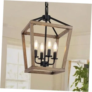 Lámpara de araña de granja de 4 luces, lámpara de techo rústica lámpara marrón - Imagen 1 de 7