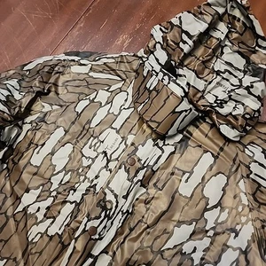 VTG Trebark Camo Men Jacket M/Pants L Vinyl Hood Windbreaker Rain Coat Hunting - Picture 1 of 17