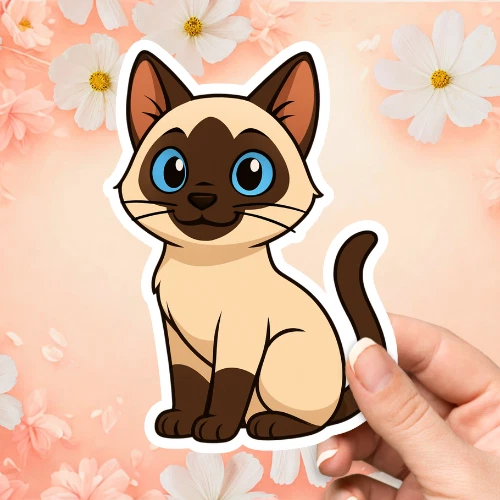 Siamese Cute Cat Sticker - Image 1 of 1