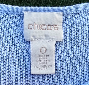 CHICO'S Women's Size 0 US Small Sky Blue Top 1/2 Sleeve Round Neck - Picture 1 of 5
