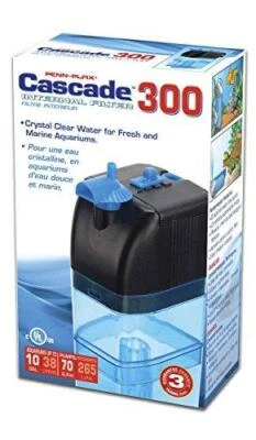 Penn-Plax Cascade 300 Submersible Aquarium Filter Cleans Up to 10 Gallon Fish