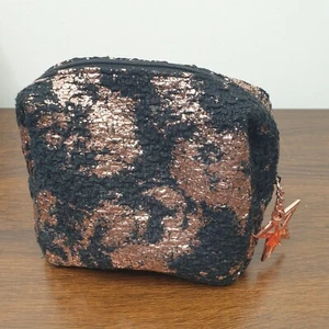Bolsa de maquillaje MAC M.A.C bolsa de cosméticos de viaje efecto lámina negra y dorada - Imagen 1 de 9