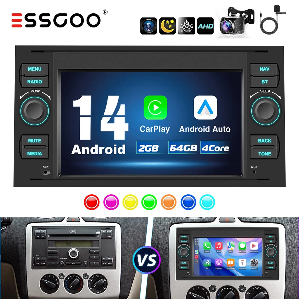 Carplay Android 14 2+64G Autoradio GPS NAVI KAM Für Ford Focus Transit MK7 S-Max - Bild 1 von 4