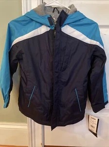 NWT Boys ZeroXposur All Season Jacket Coat Sz Large (7), Navy/Aqua Pockets/hood - Picture 1 of 12