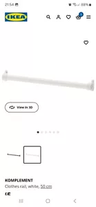 IKEA Clothes Bar 50cm- White Wardrobe Hanging Clothes Rail - PAX Wardrobe - Picture 1 of 1