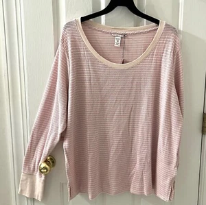 Victoria’s Secret Women’s Striped Pink Cotton Pajama Top XXL New With Tag - Picture 1 of 5