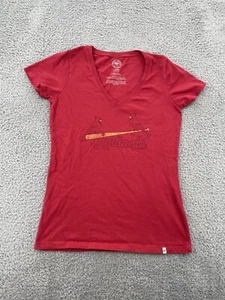 St Louis Cardinals Shirt Women's Large Red Short Sleeve V-Neck '47 Brand MLB - Picture 1 of 8
