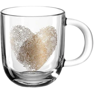 Leonardo 400ml Glass Tea/Coffee Cup w/Fingerprint Heart Design - Drinkware Gift - Picture 1 of 2