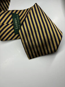 RALPH LAUREN Yellow & Blue Striped Tie Mens 100% Silk Necktie 58” - Picture 1 of 9