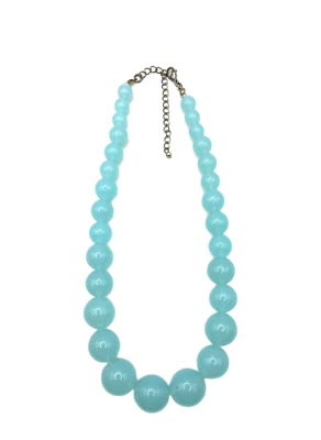 Collar de cuentas graduadas de plástico acrílico azul aguamarina 20" disfraz retro moda Foto 1 de 4