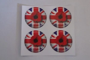 16 POPPY STICKERS CROWN GREEN BOWLS  REMEMBRANCE DAY   1"  LAWN BOWLS  - Picture 1 of 1