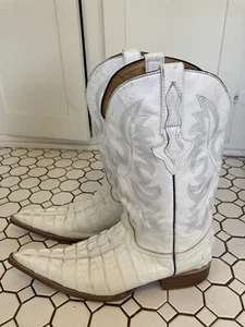 El Presidente Gold Collection White Alligator Print Cowboy Boots Mex 28.5 US 10 - Picture 1 of 14