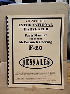 International Harvester McCormick Deering F-20 Tractor,Manual,Parts Catalog - Picture 1 of 5