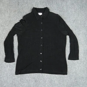 Vintage SOFTWEAR by Mark Singer Womens Large Blouse Button Up Shoulder Pads Top - Picture 1 of 7