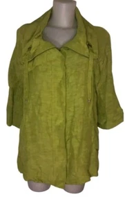 Lafayette 148 Sz 10 Womens Green Linen Avante Garde Lagenlook Zip Pockets Jacket - Picture 1 of 5