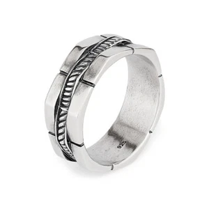 58-66mm Massiv Silber 925 Schlangenmuster bequemer Herrenring Used Look Bandring - Picture 1 of 7
