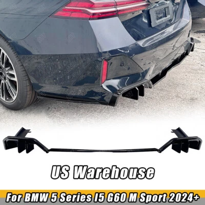 For BMW 5 Series I5 G60 M Sport 2024-2026 Glossy Black Rear Rear Bumper Diffuser - Image 1 of 4