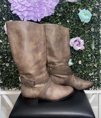 Dolce Vita Brown Faux Leather Textured Vero Cuoio Knee High Riding Boots ~Sz 9.5 - Image 1 of 4