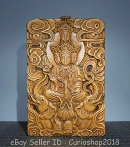 Colgante de pared Ksitigarbha Boddhisattva Ksitigarbha antiguo chino Huanghuali de 10,8" - Imagen 1 de 9
