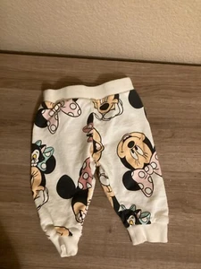 Disney X H&M Jogginghose weiß Minnie Mouse 6 Monate Baumwolle verstellbarer Bund - Bild 1 von 3