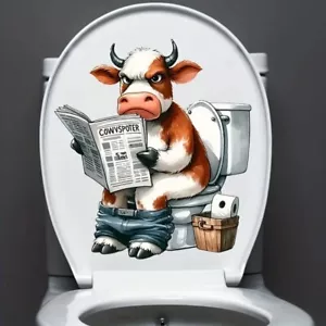 WC-Deckel Aufkleber Stier Zeitung Toilettendeckel Tattoo selbstklebend Toilette - Bild 1 von 3