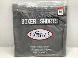 Vintage Johnnie Owen's Nylon Tricot Boxers Gray Medium Sheer See-Through Sexy - Picture 1 of 6
