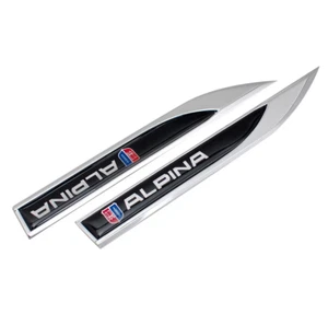 2x for Alpina Black Badges Logo Side Fender Rear Emblems Stickers Metal Chrome - Picture 1 of 1