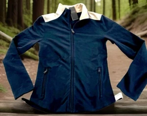 Lauren Ralph Lauren NWT Navy/White Colorblock Zip Stretch Jacket Reg. $125 Sz Lg - Picture 1 of 16