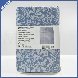 Ikea Sommarsloja Full/Queen Duvet Cover + Pillowcases Blue Floral 200 Thread NEW - Picture 1 of 2