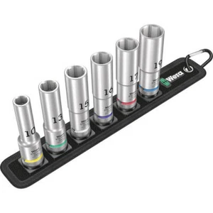 Wera 6 Piece 1/2" Drive Deep Hexagon Socket Set on Belt - Picture 1 of 10