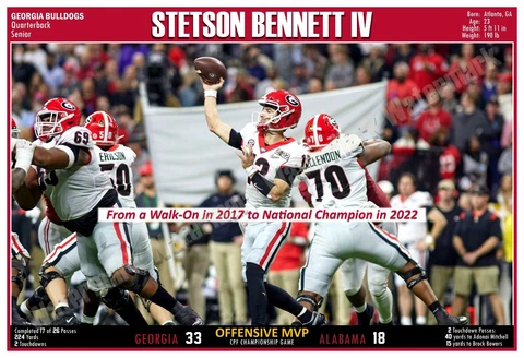 GEORGIA’S STETSON BENNETT CHAMPIONSHIP GAME MVP 19”x13” COMMEMORATIVE POSTER Cover