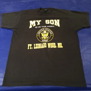 Vintage My Son Is In The Army Ft. Leonard Wood Mo Black Single Stitch T-Shirt XL - Picture 1 of 10