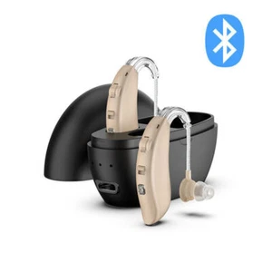 1 paio di apparecchi acustici ricaricabili Bluetooth invisibili BTE con base di ricarica - Foto 1 di 16
