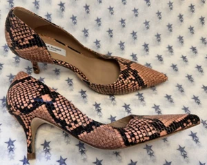 NEW! LK Bennett UK4 Eu37 pink & black leather snakeskin print Hazel court shoes - Picture 1 of 12
