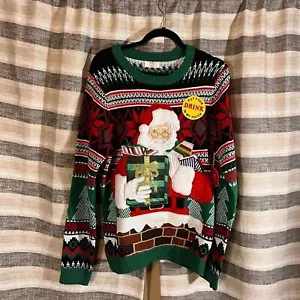Holiday Time Santa Christmas Sweater Size Medium - Picture 1 of 9