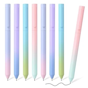 8Pcs Rotatable Gel Pens 0.5mm Fine Point Aesthetic Pen Smooth Writing Black I... - Picture 1 of 7